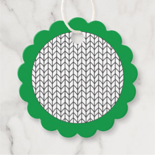 COLOR YOUR OWN Knitting Scalloped Gift Tags Green