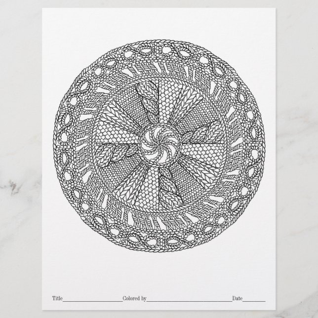 COLOR YOUR OWN Mandala Knit Colouring Page (Front)