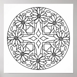 Color your own mandala poster