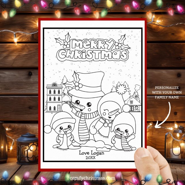 Color Your Own Personalized Christmas Snowman Holiday Card (Creator Uploaded)