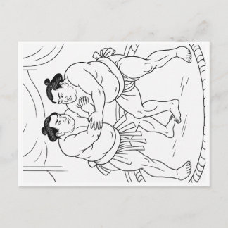 Color Your Sumo! Japanese Sumo Wrestler Coloring P Holiday Postcard