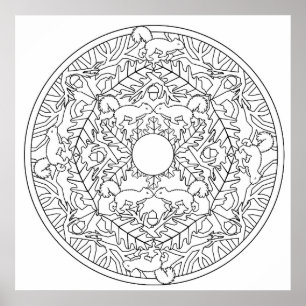 Color Yourself Mandala Poster Squirrel Poster