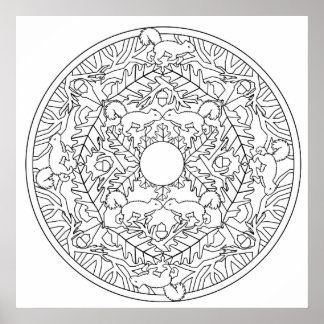 Color Yourself Mandala Poster Squirrel Poster