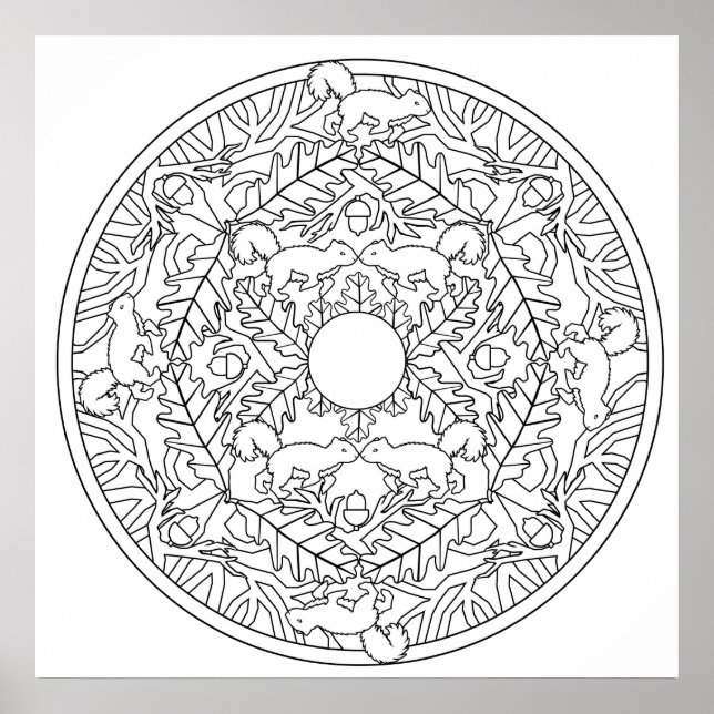 Color Yourself Mandala Poster Squirrel Poster (Front)