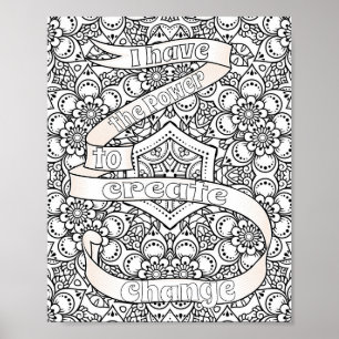 Color Yourself Poster with Positive Affirmations