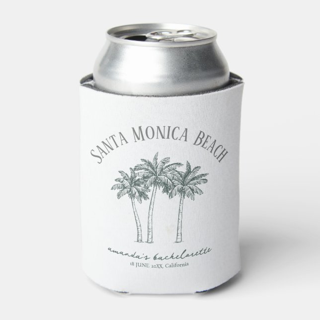 Colorable Palm Tree bachelorette Party Can Cooler (Can Front)