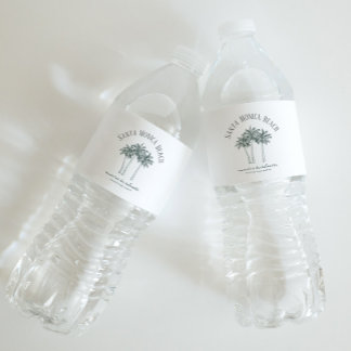 Colorable Palm Tree Bachelorette weekend Water Bottle Label