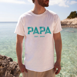 Colorable PAPA EST Father's Day, Birthday T-Shirt