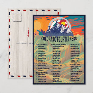 Colorado 14ers Fourteeners Mountain Climbing Postcard