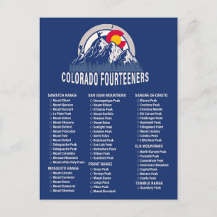 Colorado 14ers Fourteeners Mountain Climbing Postcard