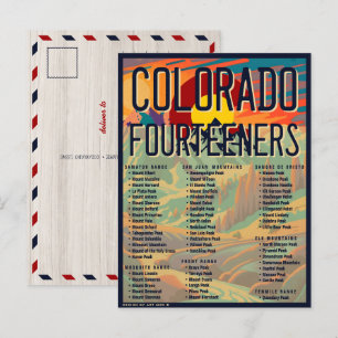 Colorado 14ers Fourteeners Mountain Climbing Postcard