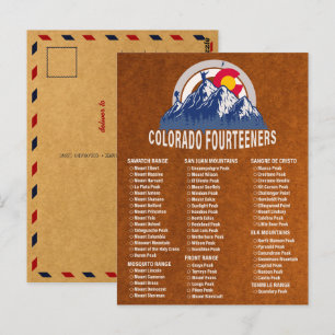 Colorado 14ers Fourteeners Vintage Mountain Climb Postcard