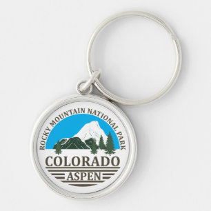 Colorado Aspen ski resort blue sky Key Ring
