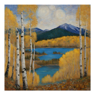 Colorado Aspens Mountain Lake Fall Poster