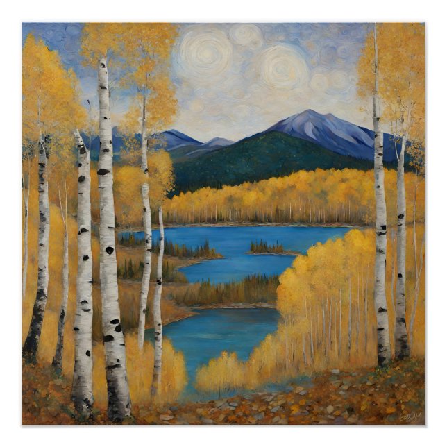 Colorado Aspens Mountain Lake Fall Poster (Front)