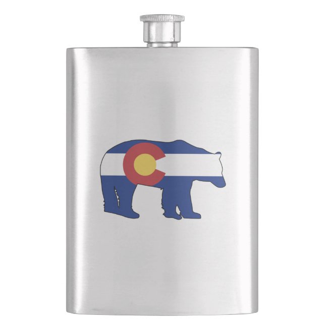 Colorado Bear Flag Hip Flask (Front)