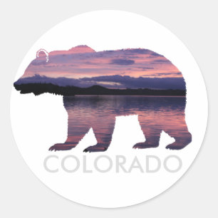 Colorado Bear   Sunset   Circle Sticker