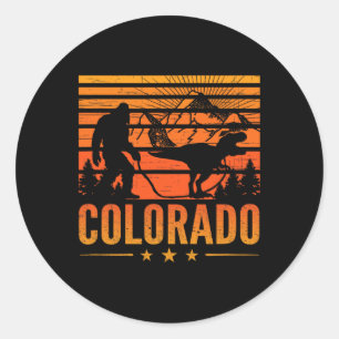 Colorado Bigfoot Mountain Dinosaur Bigfoot Camping Classic Round Sticker
