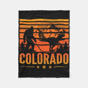Colorado Bigfoot Mountain Dinosaur Bigfoot Camping Fleece Blanket