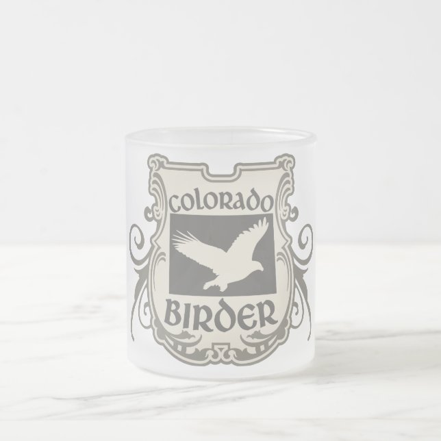 Colorado Birder Frosted Glass Coffee Mug (Center)