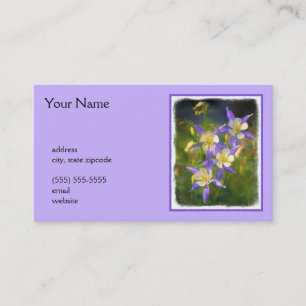 Colorado Blue Columbine Painting - Original Art Business Card