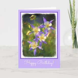 Colorado Blue Columbine Painting - Original Art Card