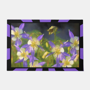 Colorado Blue Columbine Painting - Original Art Doormat