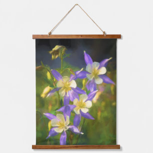 Colorado Blue Columbine Painting - Original Art Hanging Tapestry