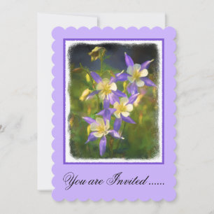 Colorado Blue Columbine Painting - Original Art Invitation