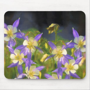 Colorado Blue Columbine Painting - Original Art Mouse Mat