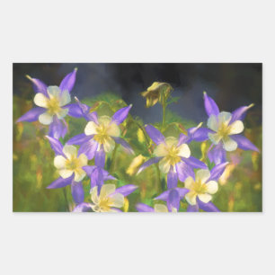 Colorado Blue Columbine Painting - Original Art Rectangular Sticker
