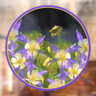 Colorado Blue Columbine Painting - Original Art Window Cling