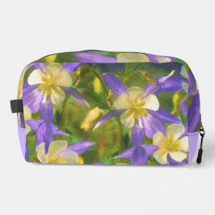 Colorado Blue Columbines Painting  Original Art Dopp Kit