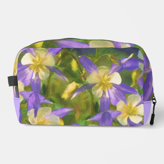 Colorado Blue Columbines Painting  Original Art Dopp Kit (Front)