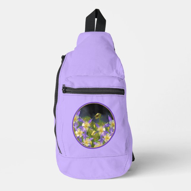 Colorado Blue Columbines Painting  Original Art Sling Bag (Front)
