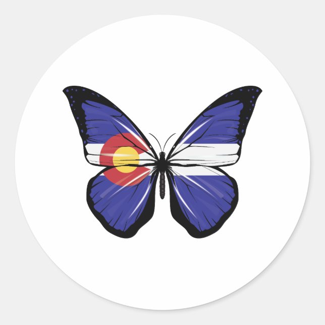 Colorado Butterfly Flag Classic Round Sticker (Front)