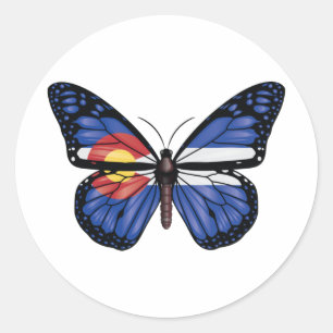 Colorado  Butterfly Monarq Butterfly Monarque Flag Classic Round Sticker