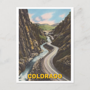 Colorado Canyon Vintage Road and River Postcard