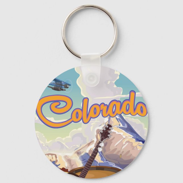 Colorado cartoon poster print. key ring (Front)