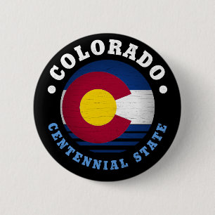 COLORADO CENTENNIAL STATE FLAG 6 CM ROUND BADGE