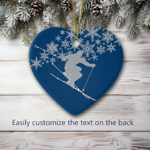 Colorado Christmas Snowflake Skier Ceramic Tree Decoration
