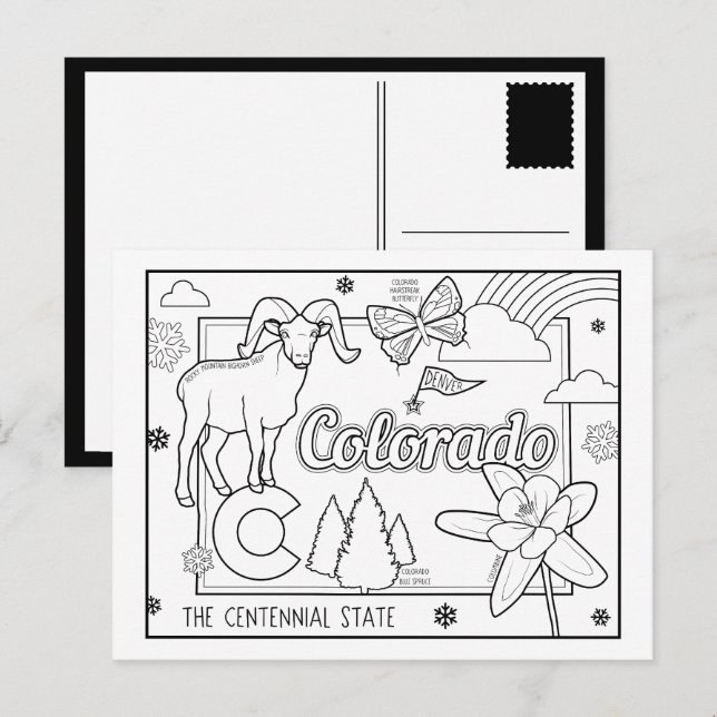 colorado colour me collage postcard (Front/Back)