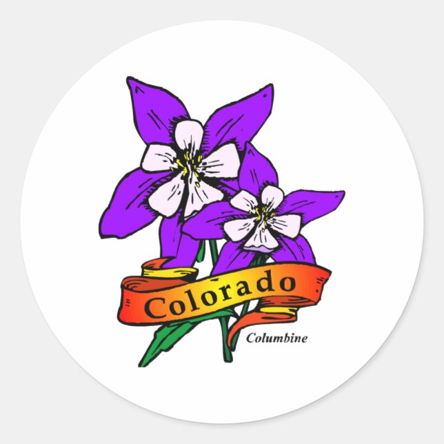 Colorado Columbine Classic Round Sticker (Front)