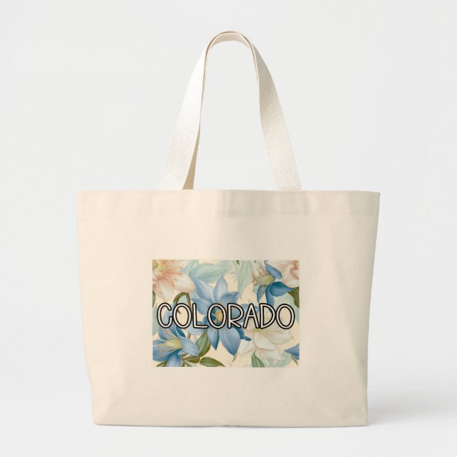 Colorado Columbine Flower Large Tote Bag (Front)
