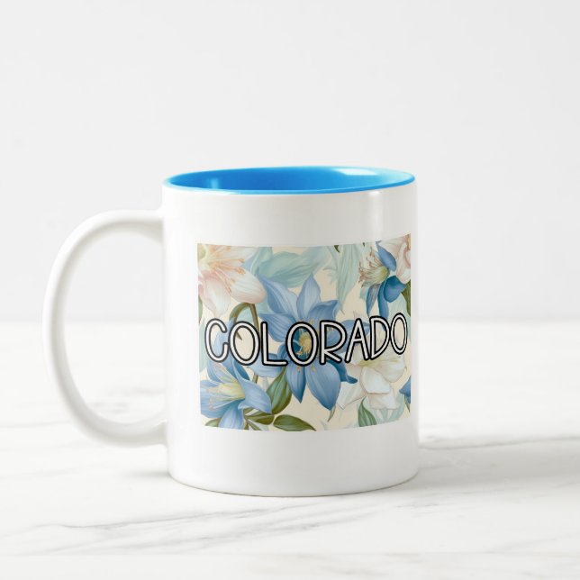 Colorado Columbine Flower Two-Tone Coffee Mug (Left)