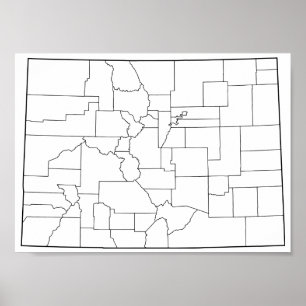 Colorado Counties Blank Outline Map Poster