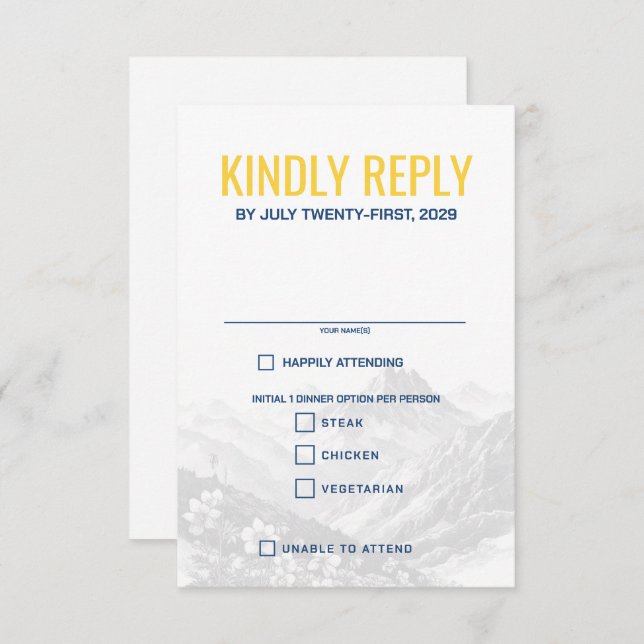 Colorado Couple Food Choices RSVP Card (Front/Back)