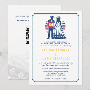 Colorado Couple Wedding Invitation with QR Code
