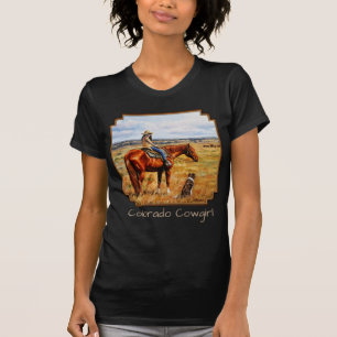 Colorado Cowgirl on Cattle Horse T-Shirt