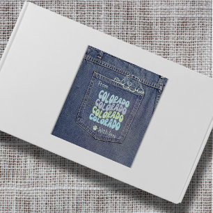 Colorado Dog Outline in Jean Pocket Square Sticker